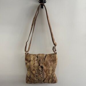 Jessica Simpson Tan Snake Print Crossbody Bag